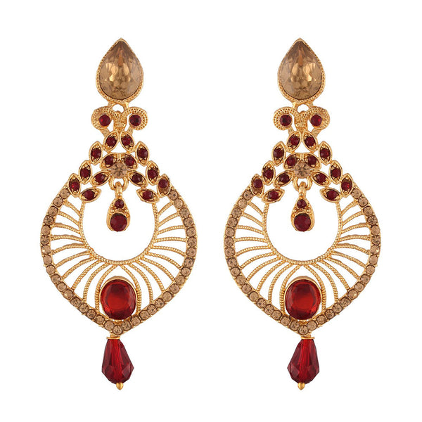 Etnico Traditional Gold Plated Dangler & Drop Chandbali Designer Earrings For Women (E2612M)