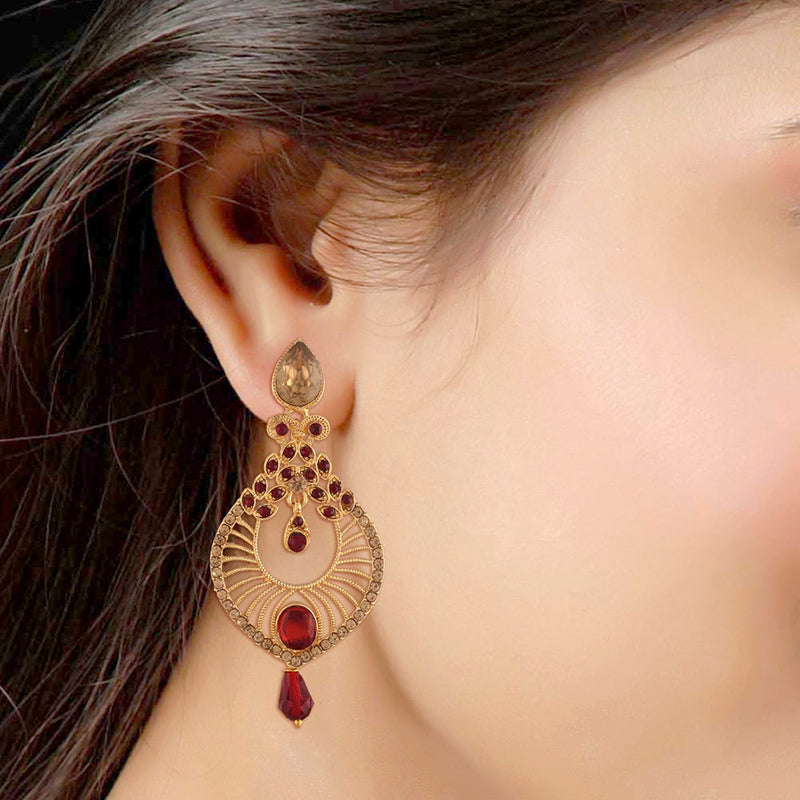 Etnico Traditional Gold Plated Dangler & Drop Chandbali Designer Earrings For Women (E2612M)