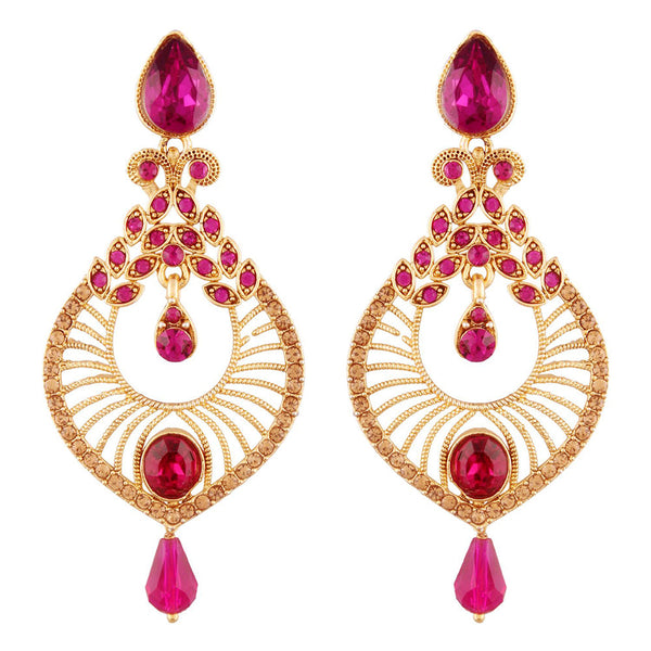 Etnico Traditional Gold Plated Dangler & Drop Chandbali Designer Earrings For Women (E2612Q)