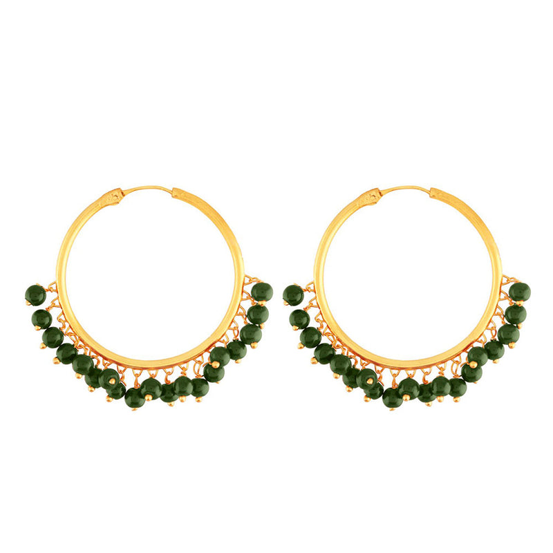 Etnico Gold Plated Chandbali Hoop Earrings Handcrafted with pearl for Women/Girls (E2628G)