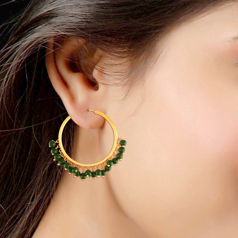 Etnico Gold Plated Chandbali Hoop Earrings Handcrafted with pearl for Women/Girls (E2628G)