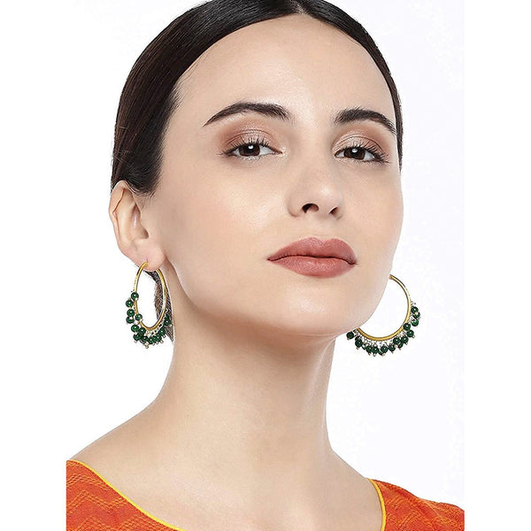 Etnico Gold Plated Chandbali Hoop Earrings Handcrafted with pearl for Women/Girls (E2628G)