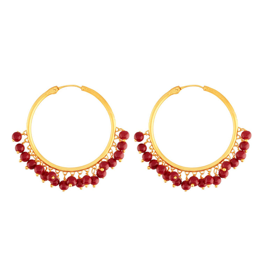 Etnico Gold Plated Chandbali Hoop Earrings Handcrafted with pearl for Women/Girls (E2628M)