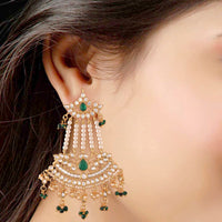 Etnico Gold Plated Traditional Kundan & Pearl Dangler Drop Paasa Earrings For Women (E2636G)