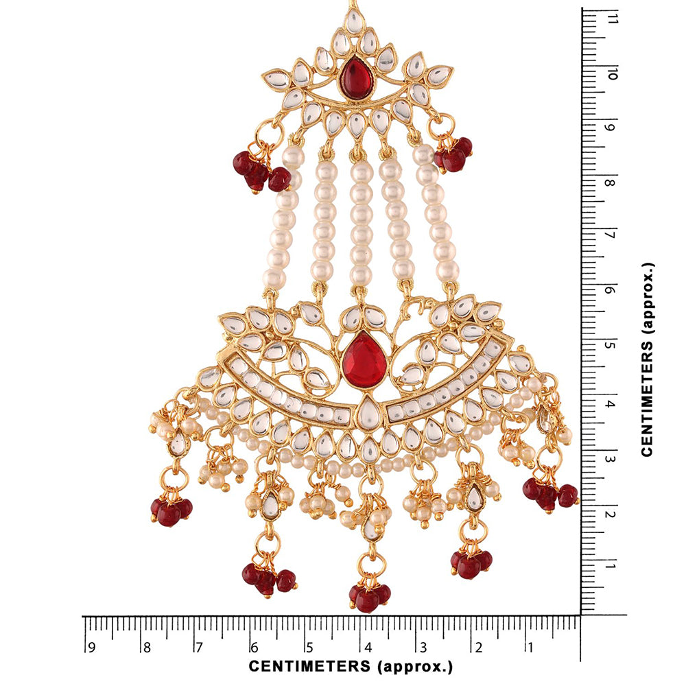 Etnico Gold Plated Traditional Kundan & Pearl Dangler Drop Paasa Earrings For Women (E2636M)