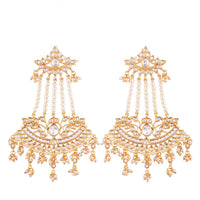 Etnico Women's Traditional Gold Plated Zinc Alloy Kundan and Pearl Zinc Earrings (E2636)