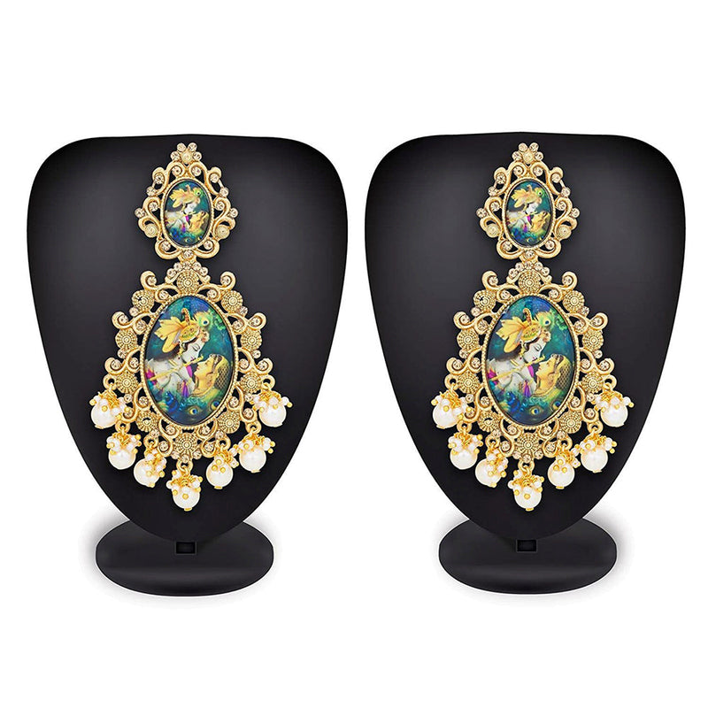 Etnico Traditional Gold Plated Padmavati Earrings Embellished with Pearls for Women/Girls (E2644)