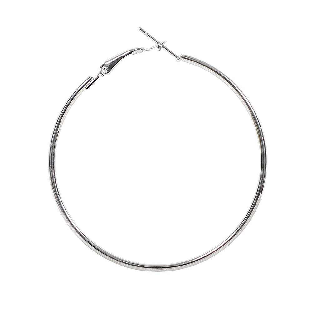 Etnico Silver Plated Big Hoop Bali Earrings For Girls And Women (E2645S)