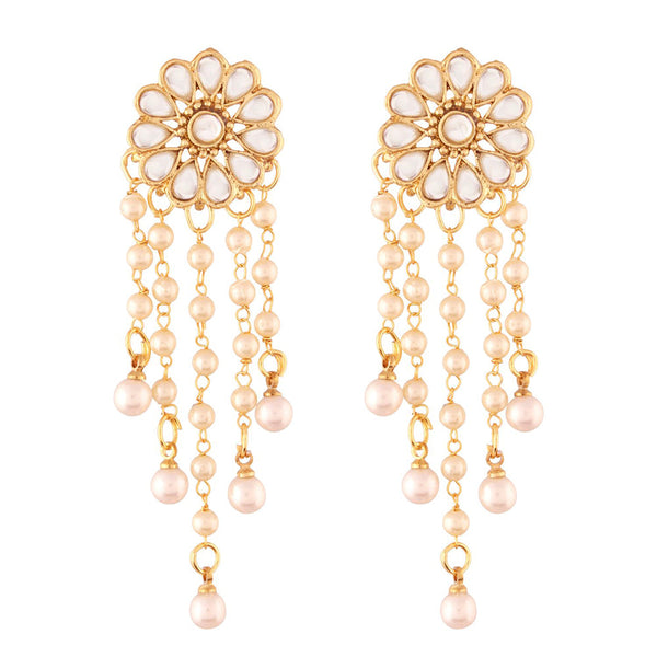 Etnico Traditional Gold Plated Kundan & Pearl Earrings for Women (E2760W)