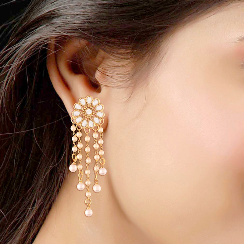 Delicate Pearl Earrings in Gold Plated Silver ER 391 – Deccan Jewelry