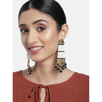 Etnico 18K Gold Plated Traditional Stone Studded Multi Strand Pearl Earrings For Women (E2781B)