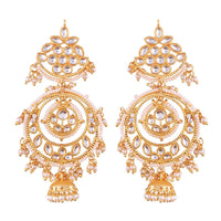 Etnico 18K Gold Plated Traditional Handcrafted Earrings Encased with Faux Kundan & Pearl for Women/Girls (E2787W)