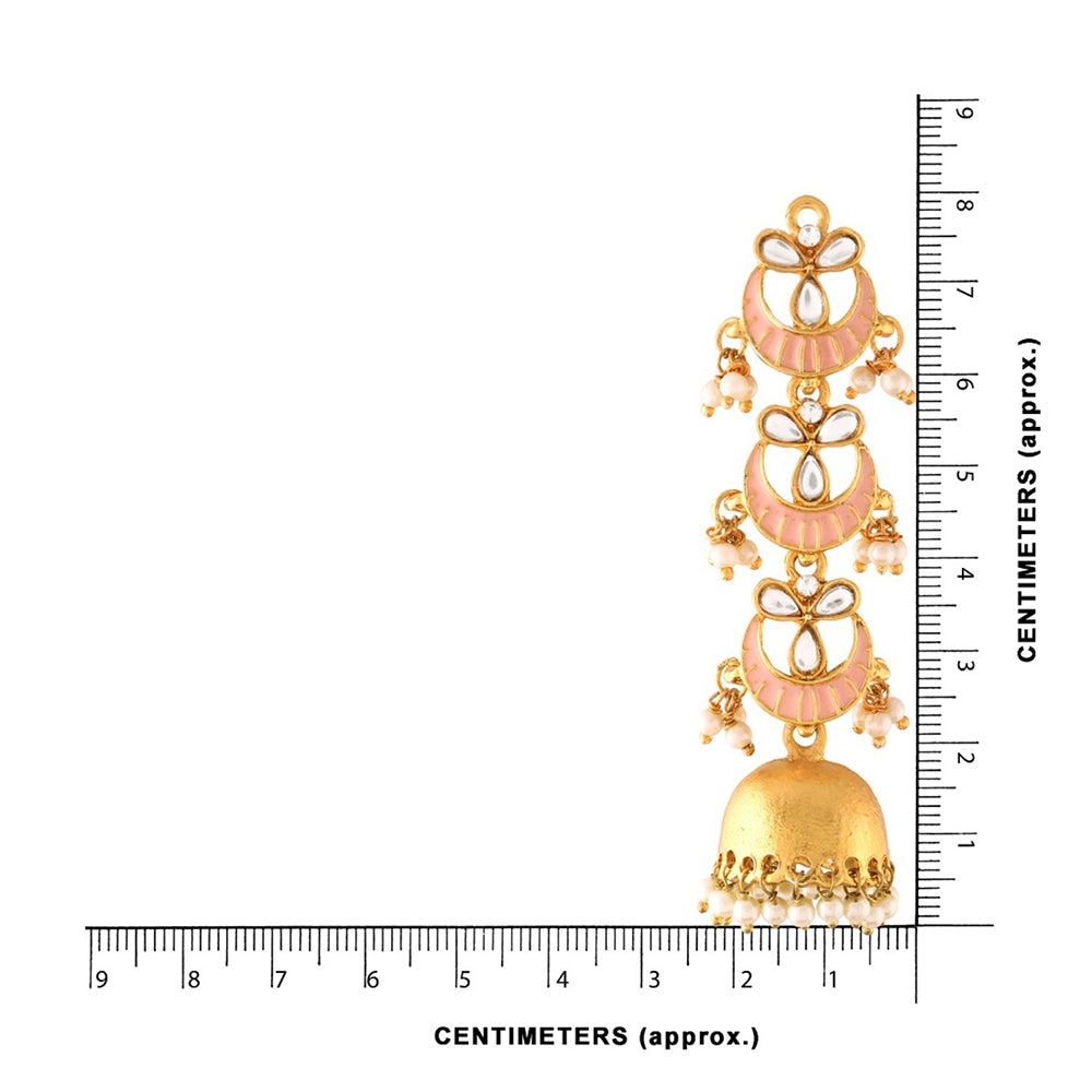 Etnico 18K Gold Plated Traditional Handcrafted Chandbali Earring Glided With Stone & Pearls (E2789)