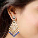 Etnico 18K Gold Plated Ethnic Meenakri Dangler Earrings studded with Kundan for Women/Girls (E2792Bl)