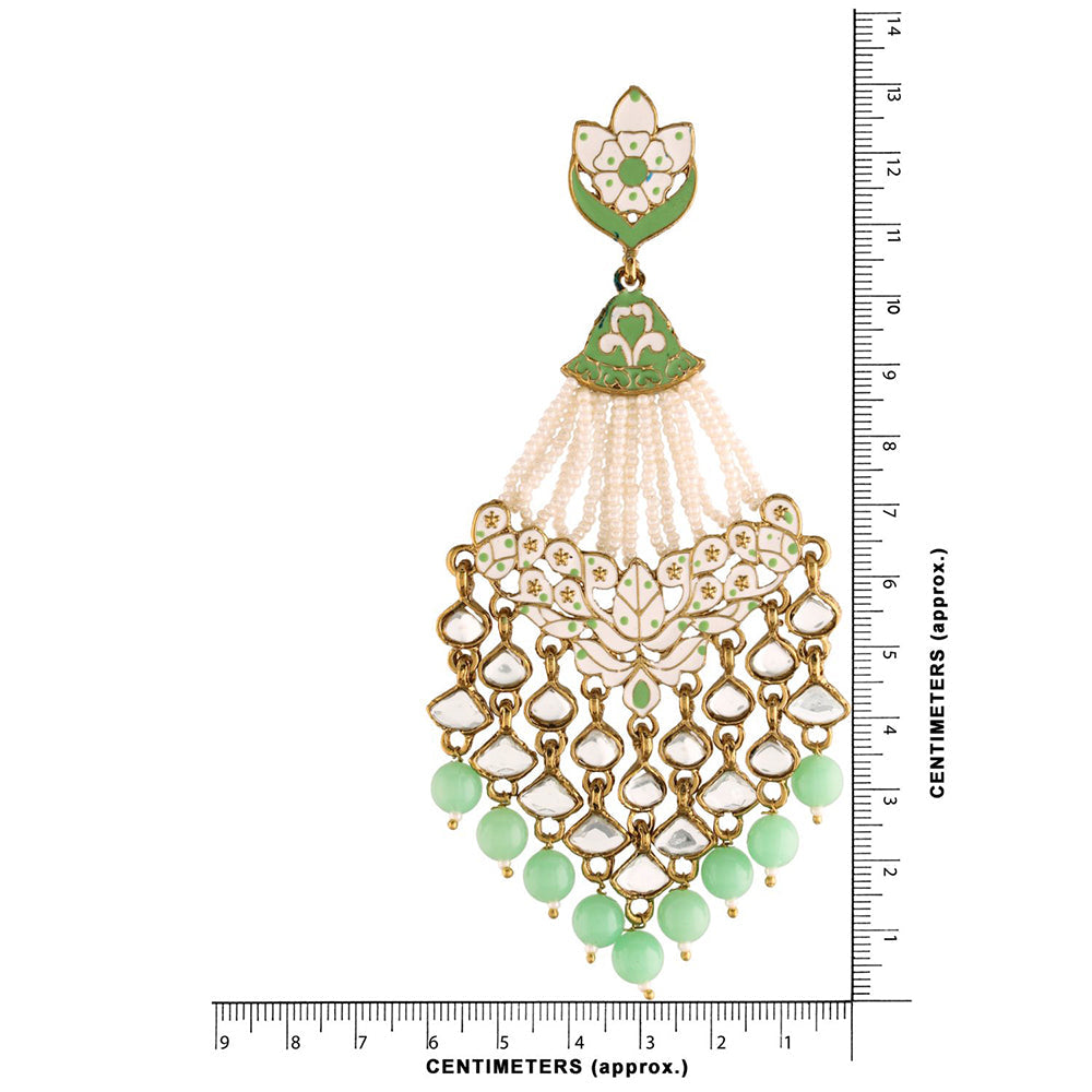 Etnico 18K Gold Plated Ethnic Meenakari Dangler Earrings studded with Kundan for Women/Girls (E2792Min)