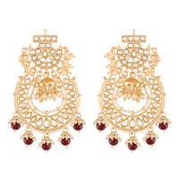 Etnico 18K Gold Plated Kundan & Pearl Traditional Handcrafted Jhumki Earrings for Women/Girls (E2793M)