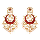 Etnico 18K Gold Plated Traditional Handcrafted Maroon Meena Work Earring Glided With Kundan & Pearls (E2794M)