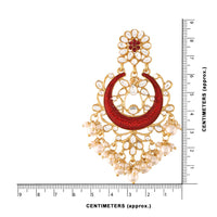 Etnico 18K Gold Plated Traditional Handcrafted Maroon Meena Work Earring Glided With Kundan & Pearls (E2794M)