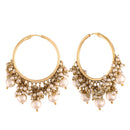 Etnico 18K Gold Plated Handcrafted Pearl Hoop Earring for Women (E2799W)