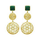 Etnico Traditional Gold Plated Matte Finish Zinc Alloy Earrings for Women, Green (E2811G)