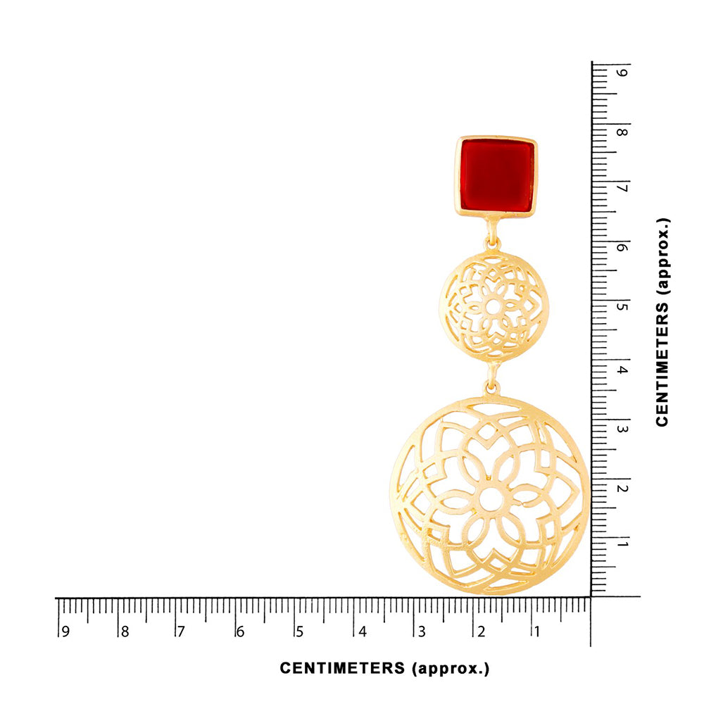 Etnico Traditional Red Gold Plated Matte Finish Zinc Alloy Fancy Earrings for Women (E2811R)