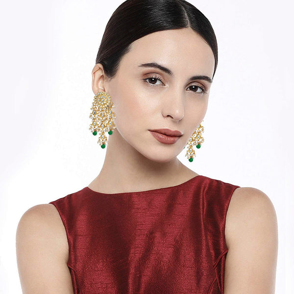 Etnico Traditional Gold Plated Kundan Pearl Earrings & for Women (E2822G)