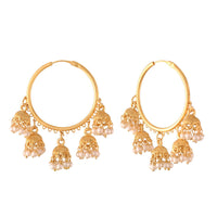 Etnico Metal Gold Plated and Pearl Jhumki Earrings for Women (Gold) E2848