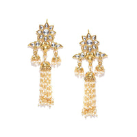 Etnico White Gold Plated Zinc and Pearl Traditional Dangler Earrings for Women(E2854W)