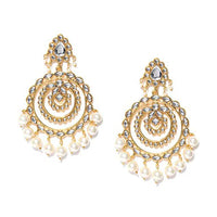 Etnico Traditional Metal Gold Plated and Pearl Chand Bali Earrings for Women & Girls, (E2855W)