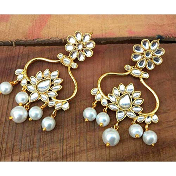 Etnico White Gold Plated and Pearl Metal Pearl Earrings for Women(E2856W)