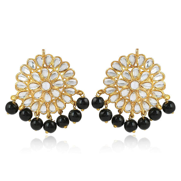 Etnico Gold Plated Traditional Kundan & Pearl Stud Earrings for Women (E2858B)