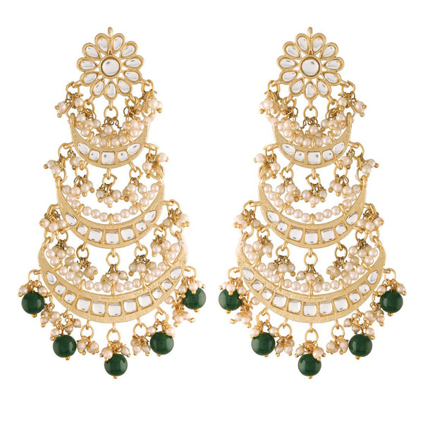Indian Gold Plated Bollywood Style Kundan Chandbali Earrings Gray Jewelry  Set | eBay