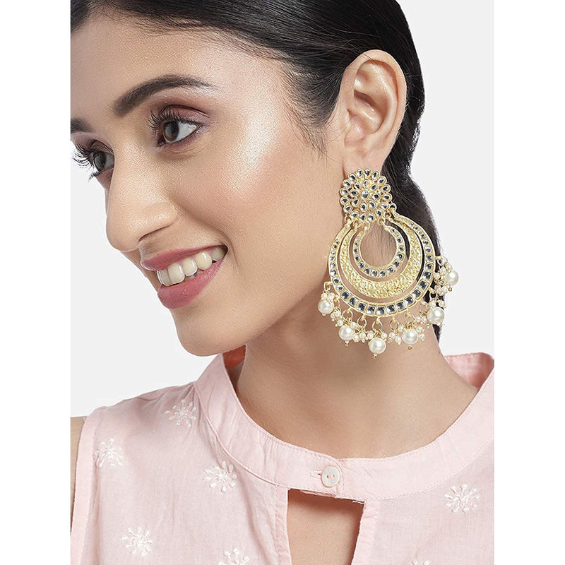 Buy Karatcart Metal Oxidised Silver Embellished Kundan and Pearl Large  Chandbali Earrings For Women Online at Best Prices in India - JioMart.