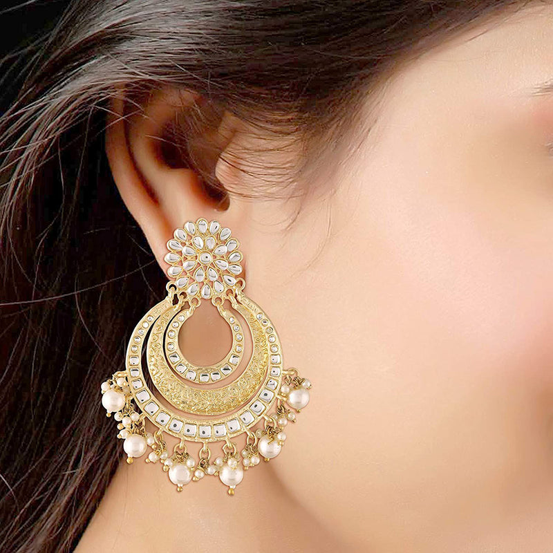 Big round pearl kundan earrings – Selina Habibti Attire