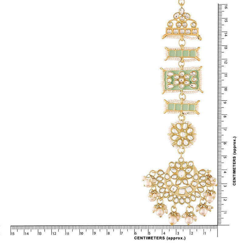 Etnico White 18K Gold Plated Zinc Alloy Matte Finish Kundan and Pearl Work Chandbali Earrings for Women (E2861Min)