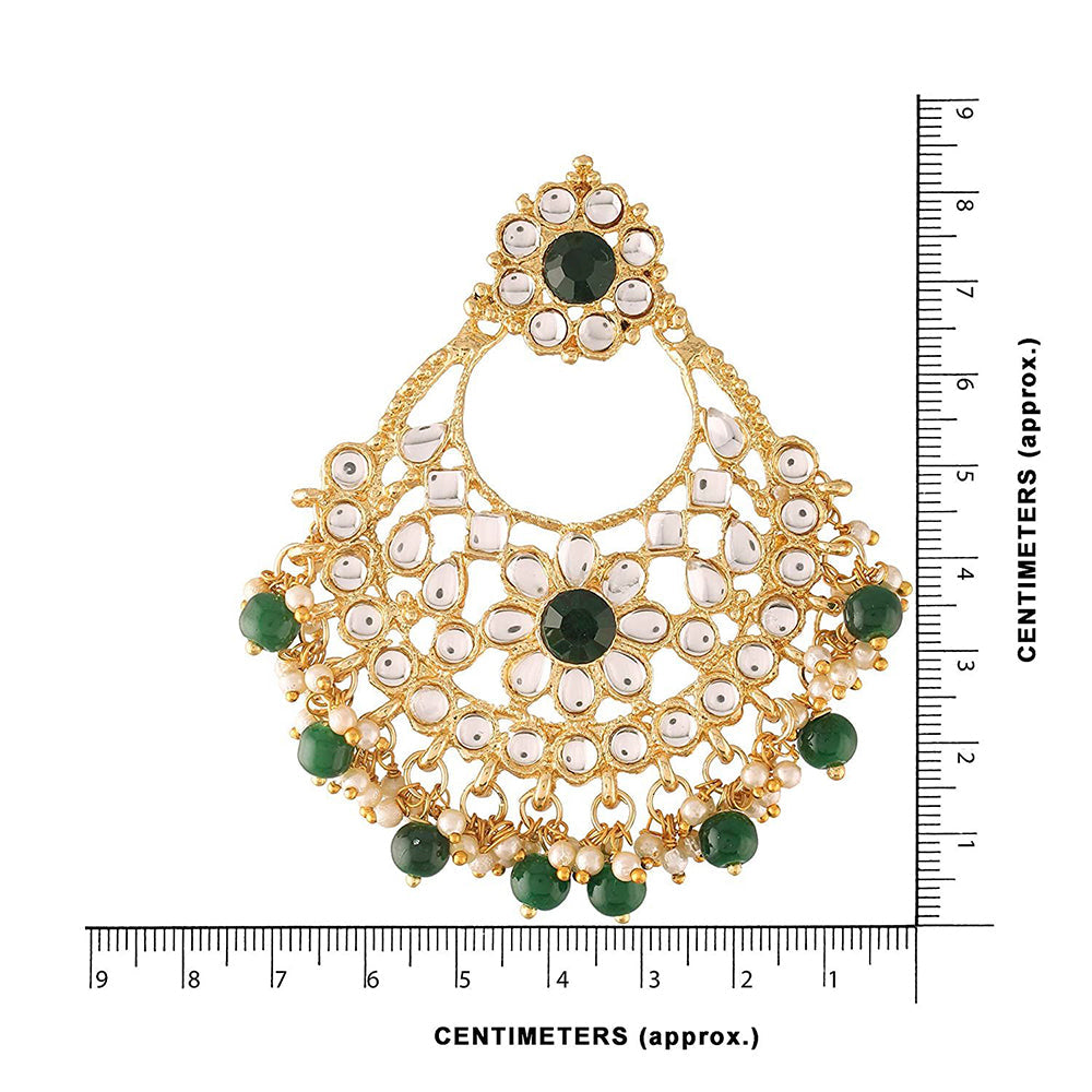 Etnico18K Gold Plated Traditional Big Chandbali Earrings studded with Kundan & Stone for Women/Girls (E2862G)