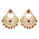 Etnico18K Gold Plated Traditional Big Chandbali Earrings studded with Kundan & Stone for Women/Girls (E2862M)