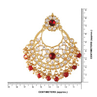 Etnico18K Gold Plated Traditional Big Chandbali Earrings studded with Kundan & Stone for Women/Girls (E2862M)