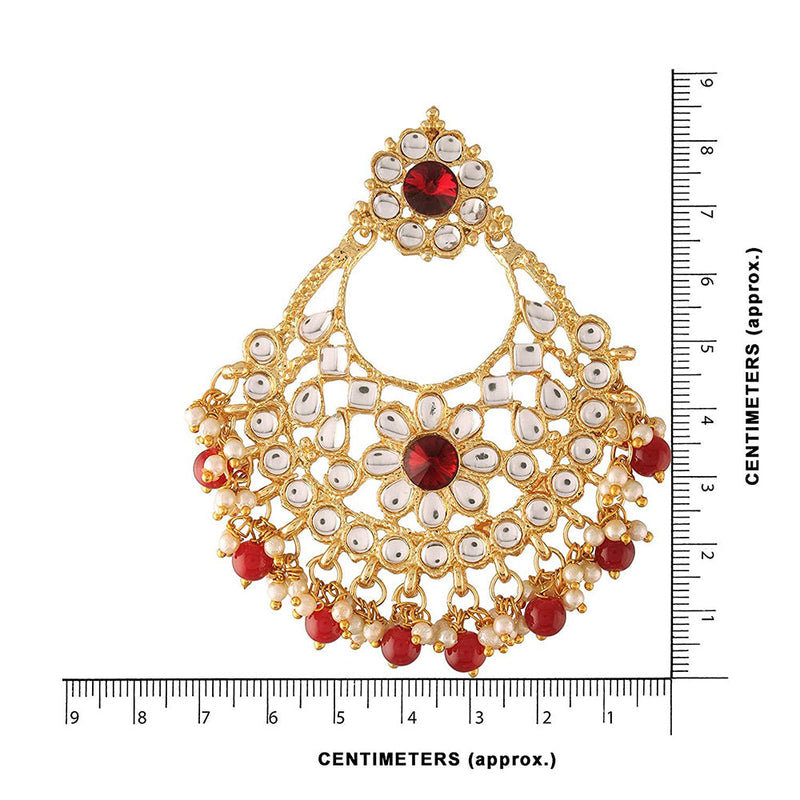 Etnico18K Gold Plated Traditional Big Chandbali Earrings studded with Kundan & Stone for Women/Girls (E2862M)