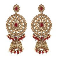 EtnicoTraditional Gold Plated With Stunning Antique Finish Kundan & Pearl Jhumka Earrings for Women/Girls (E2863M)