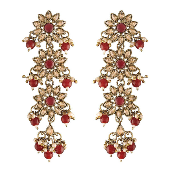 EtnicoTraditional Gold Plated With Stunning Antique Finish Kundan & Pearl Earrings for Women/Girls (E2866FLM)