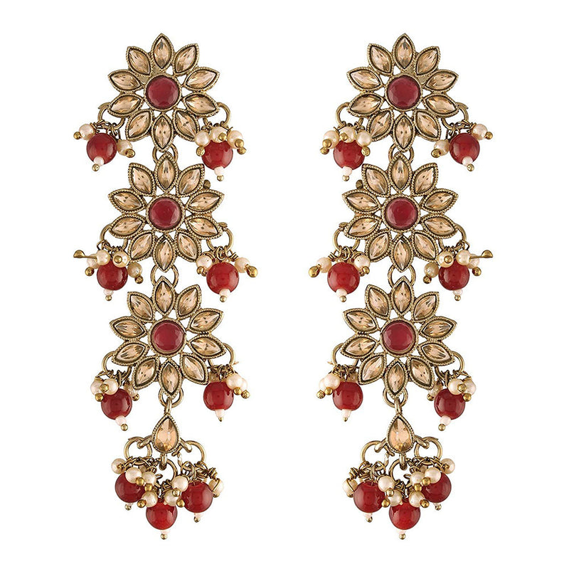 EtnicoTraditional Gold Plated With Stunning Antique Finish Kundan & Pearl Earrings for Women/Girls (E2866FLM)