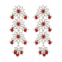 EtnicoTraditional Silver Plated With Stunning Antique Finish Kundan & Pearl Earrings for Women/Girls (E2866ZM)