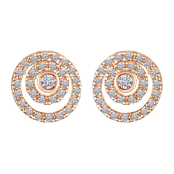 EtnicoRose Gold Plated CZ American Diamond Embellished Round Stud Earrings for Women (E2872)