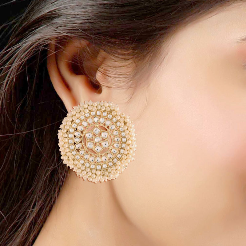 Buy Gold Plated Pearl Stud Earrings by Nayaab by Aleezeh Online at Aza  Fashions.