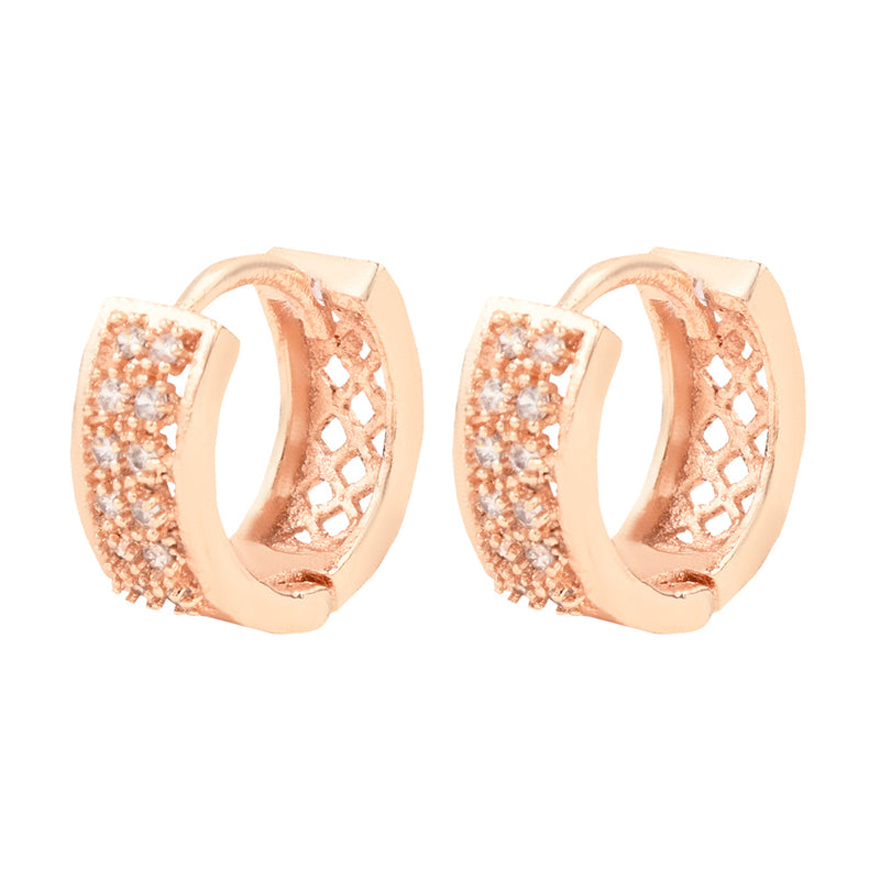 Etnico Valentine's Special Rose Gold-Plated AD Stone Contemporary Studs Earrings for women (E2966)
