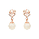 Etnico Valentine's Special Rose Gold-Plated AD Stone Contemporary Studs Earrings for women (E2967)