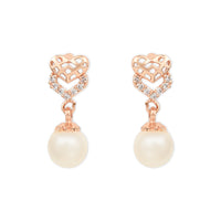 Etnico Valentine's Special Rose Gold-Plated AD Stone Contemporary Studs Earrings for women (E2967)
