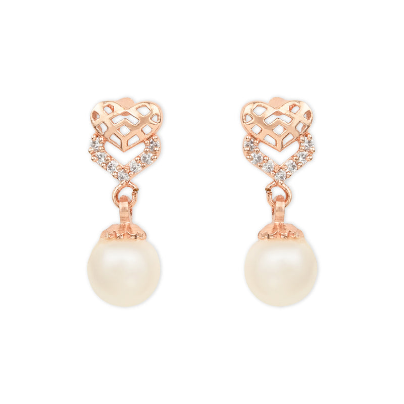Etnico Valentine's Special Rose Gold-Plated AD Stone Contemporary Studs Earrings for women (E2967)
