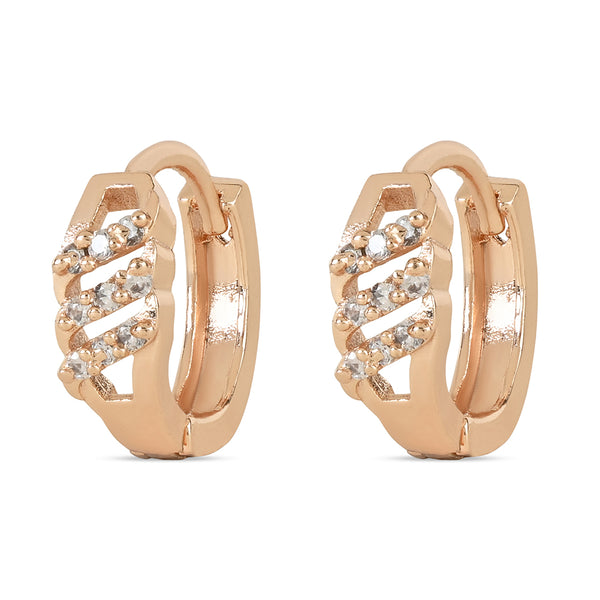 Etnico Valentine's Special Rose Gold-Plated AD Stone Contemporary Studs Earrings for women (E2970)